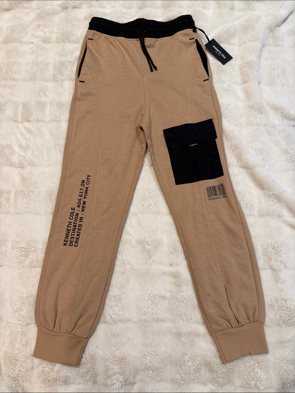 Kenneth Cole Tan Joggers with Black Pocket & Waistband